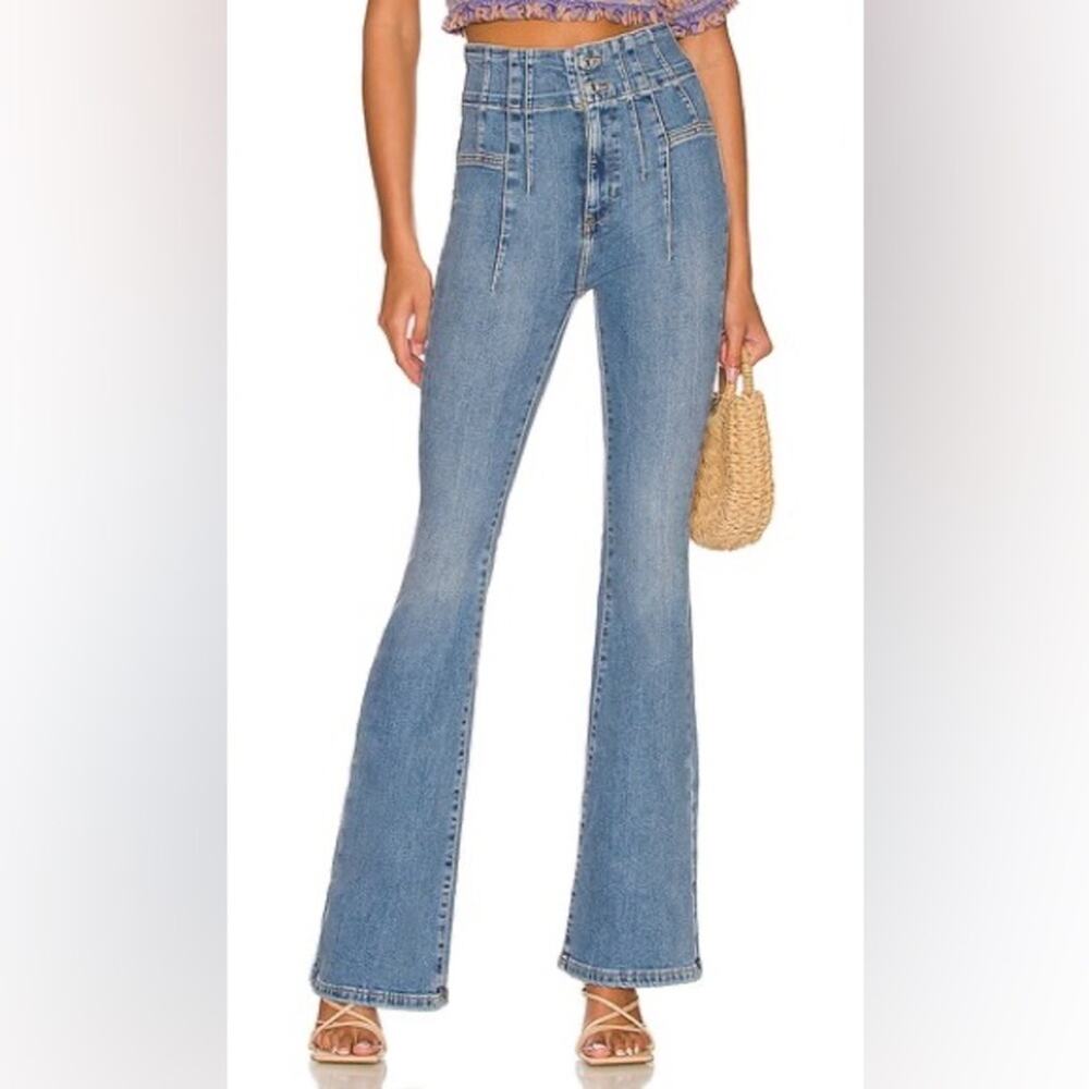 Free People Jayde High Rise Flare Leg Retro Stretch Denim Jeans Size 28